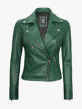 Women Green Motorcycle Jacket
