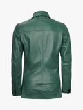 Women Two Button Green Asymmetrical Blazer