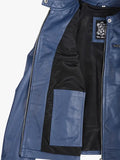 Women Leather Blue Jacket