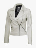 Women’s Classic Off White Lambskin Leather Jacket