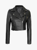 Women's Colleen Cropped Leather Biker Jacket