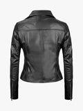 Women's Ninfa Black Asymmetrical Biker Leather Jacket