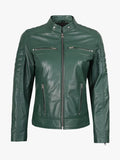 Womens Real Green Biker Jacket