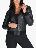 Womens G155-Black Nappa Lamb Leather Jacket