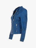 Womens Royal Blue Biker Jacket Leather