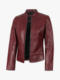 Womens Slim Fit Burgundy Leather Jacket
