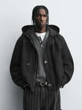 Zara Toggle Hoodie Jacket Black