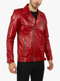 Zuse Red Leather Motorcycle Jacket