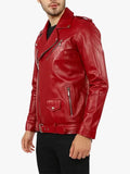 Zuse Red Motorcycle Leather Jacket Side