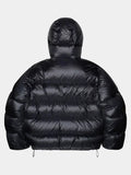 stussy puffer jacket black pink