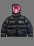 stussy puffer jacket pink inside