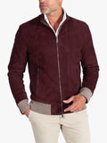 106 - Bordeaux suede lamb leather bomber jacket