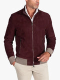 106 - Bordeaux suede leather bomber jacket
