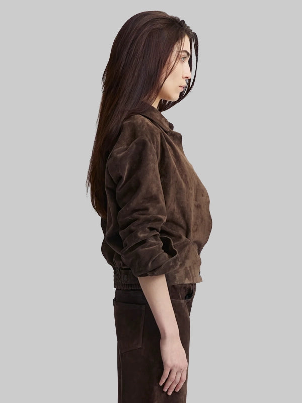 16Arlington Erco Cropped Suede Jacket Brown