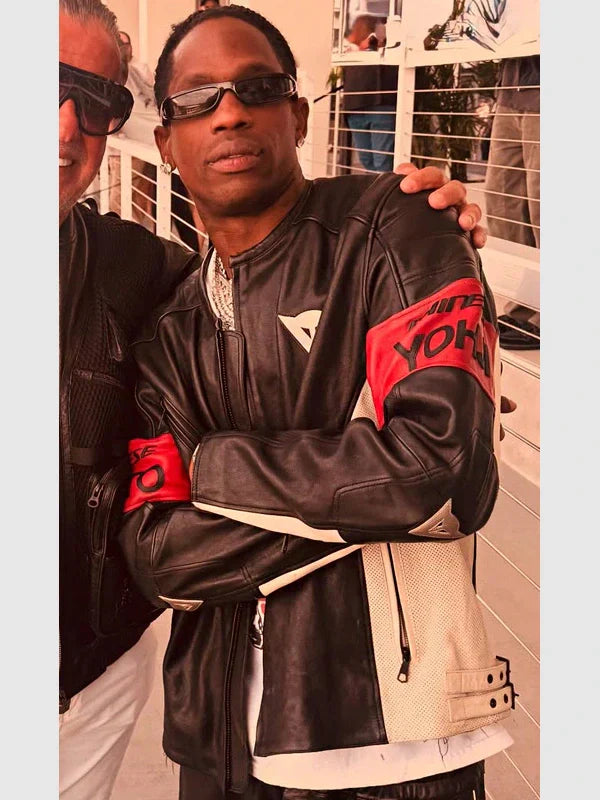 2025 F1 Miami GP Travis Scott Black Leather Jacket