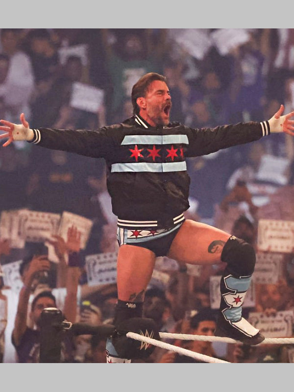 2025 Night of Champions CM Punk Satin Bomber Jacket Black