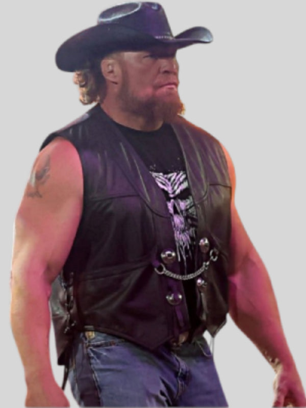 2025 SummerSlam Brock Lesnar Black Leather Vest