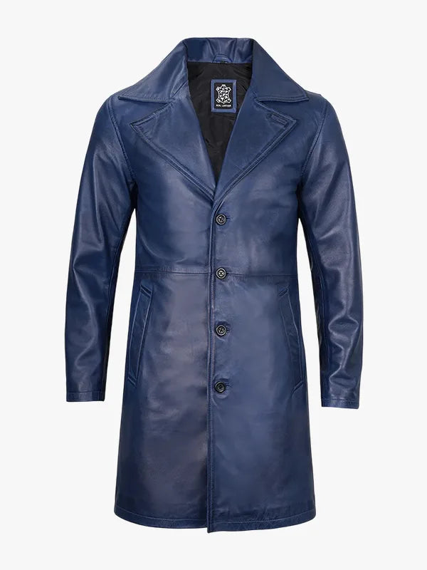 3/4 Length Leather Coat for Men