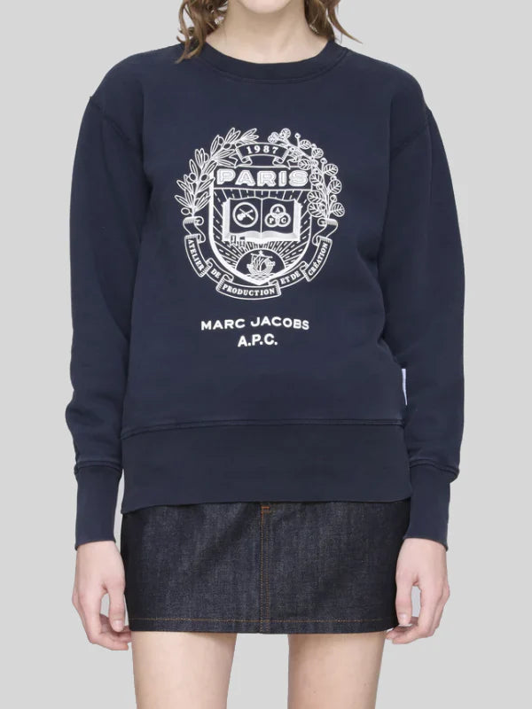 A.P.C. x Marc Jacobs. The Shrunken Paris Sweatshirt Blue