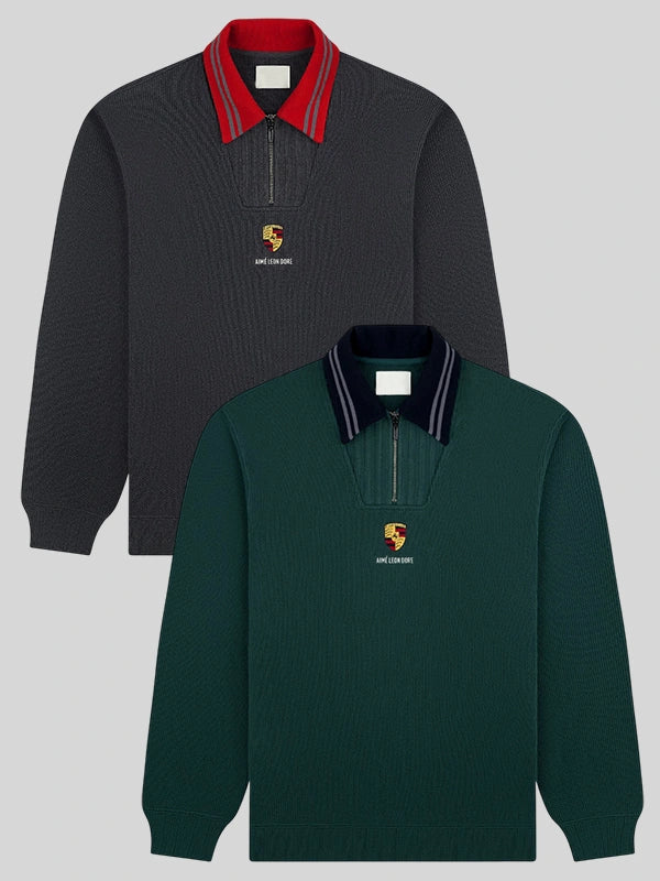 ALD x Porsche Jacquard Collar Quarter Zip Pullover
