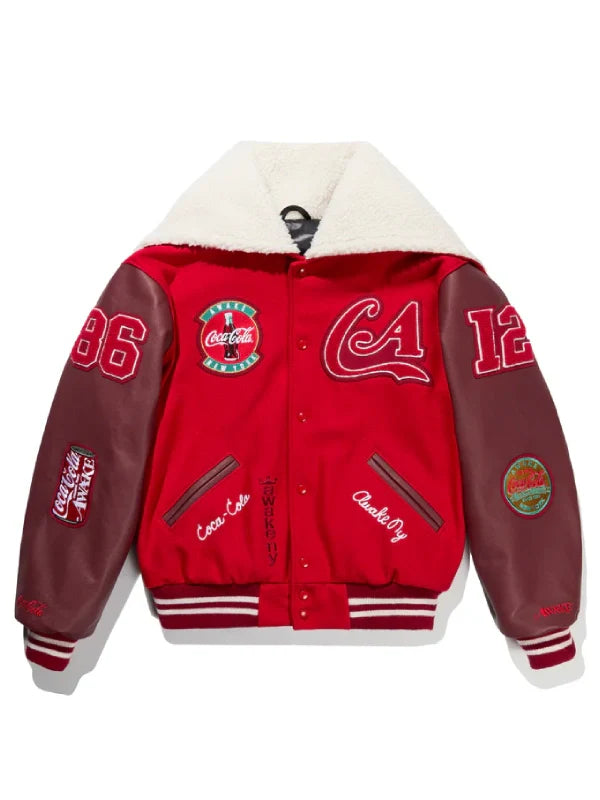 AWAKENY x Coca-Cola Fleece Varsity Jacket Red