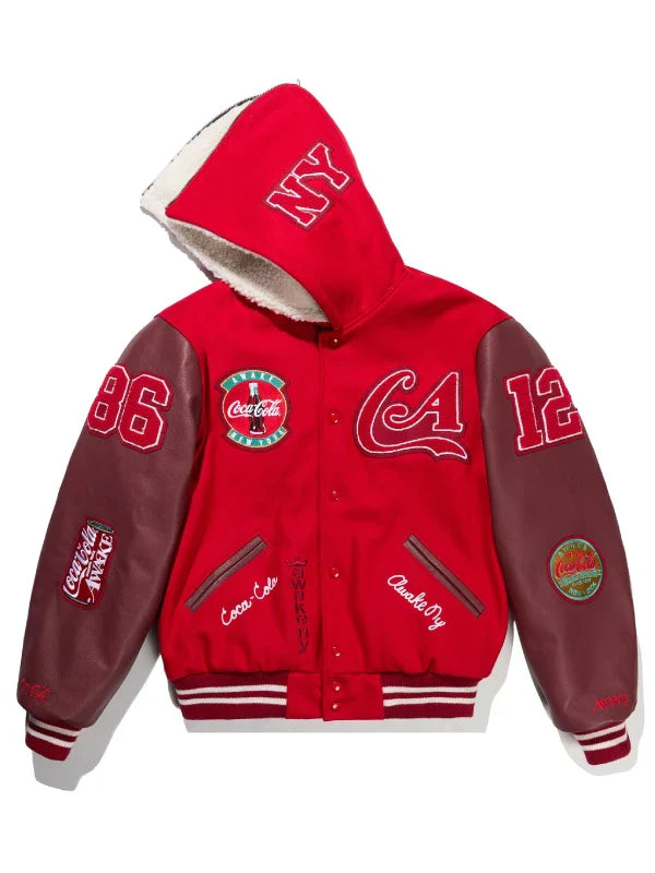 AWAKE NY x Coca-Cola Red Varsity Jacket