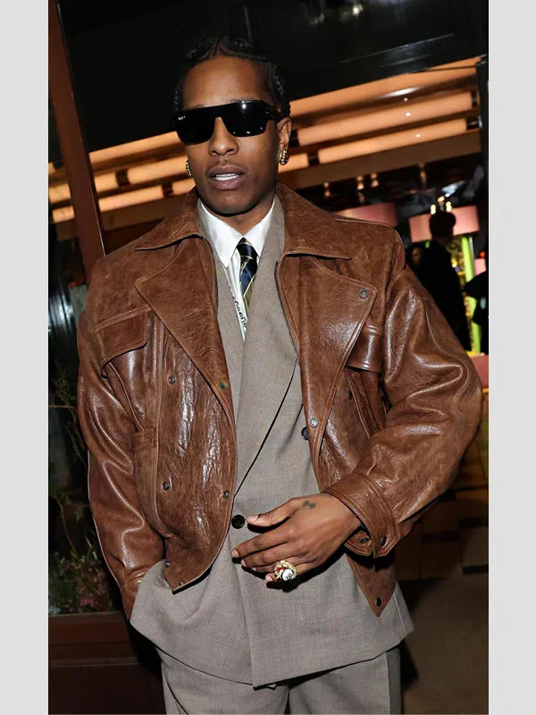 A_AP Rocky Brown Leather Jacket