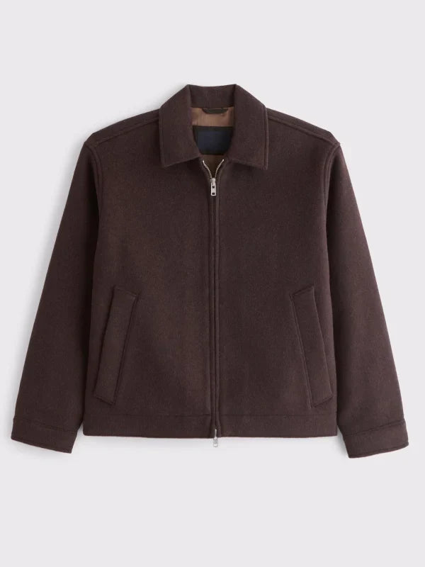 Abercrombie Wool Blend Zip Jacket Brown