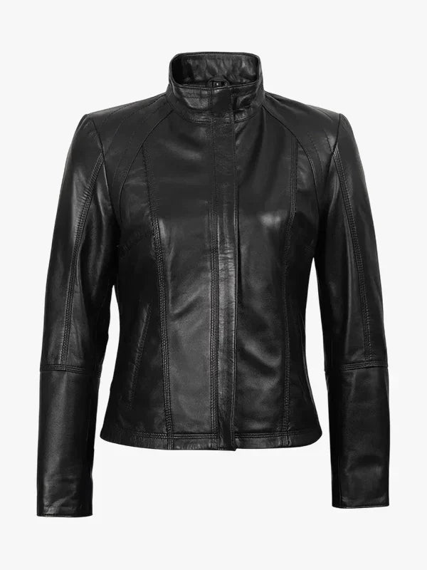 Acerra Womens Leather Cafe Racer Biker Jacket