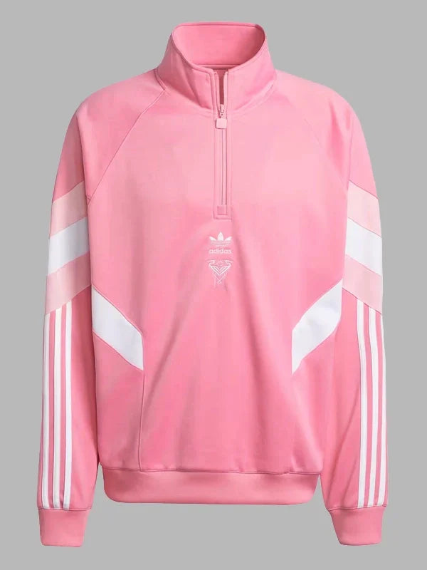 Adidas Inter Miami CF Originals Half-Zip Crew Sweatshirt Pink