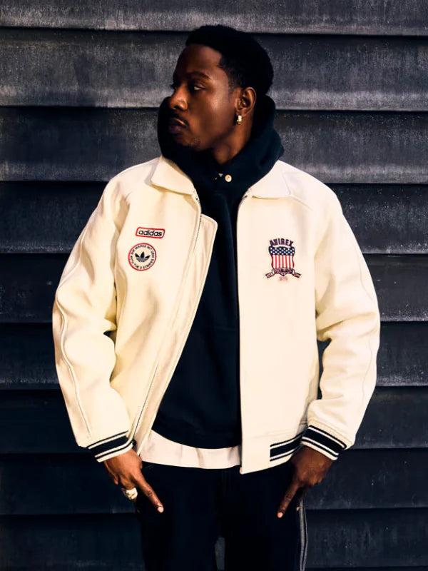 Adidas x Avirex White Leather Jacket