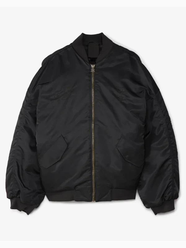 Adidas x Willy Chavarria Black Satin Bomber Jacket