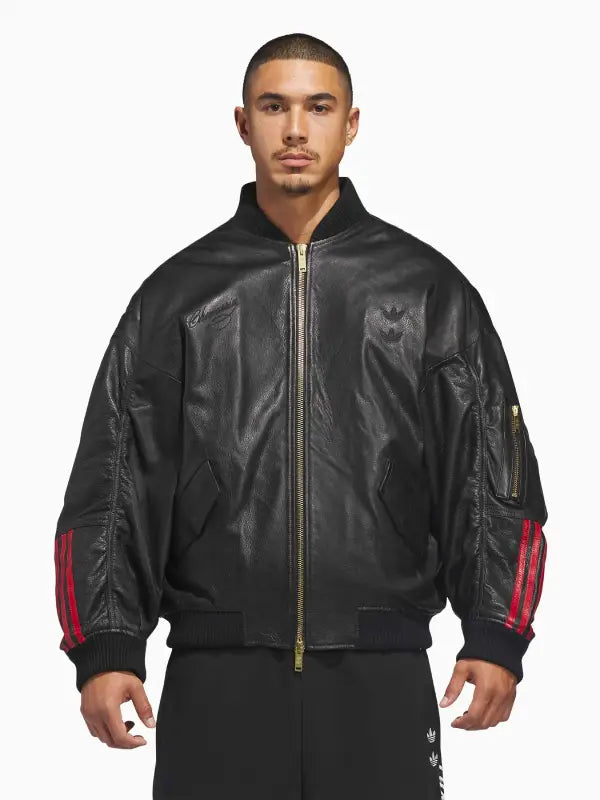 Adidas x Willy Chavarria Bomber Leather Jacket Black