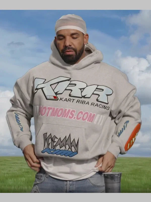 Adin Ross Live Stream Drake KRR Kart Riba Racing Hoodie Grey