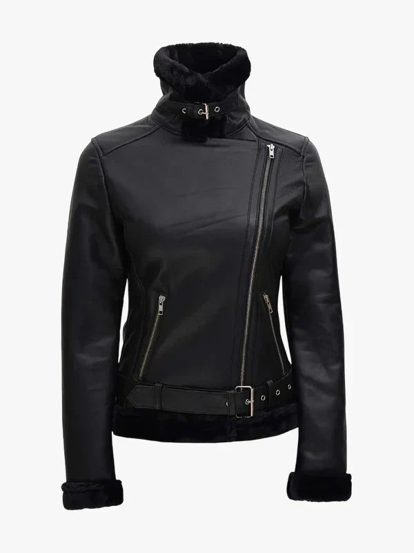 Agnes Women's Black Leather Jacket