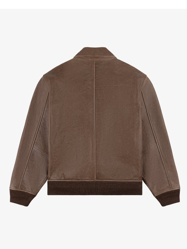 Aime Leon Dore Brown Leather Flight Bomber Jacket