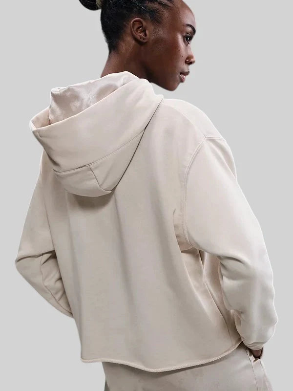 A'ja Wilson Cropped Basketball Hoodie Beige