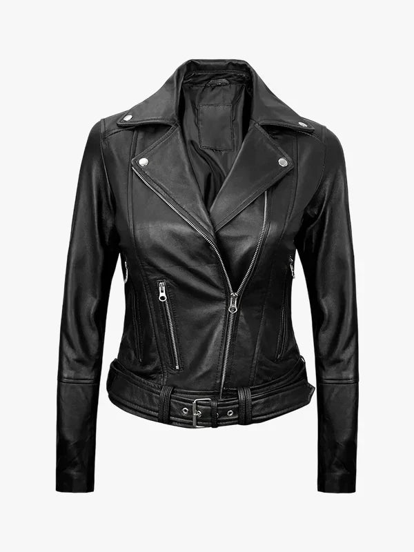 Aldo Womens Asymmetrical Black Leather Jacket