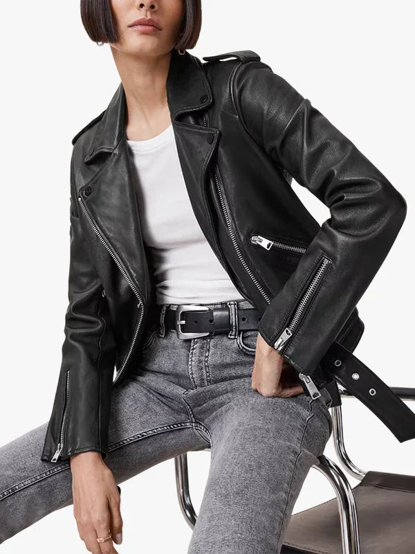 All Saints Balfern Black Leather Biker Jacket