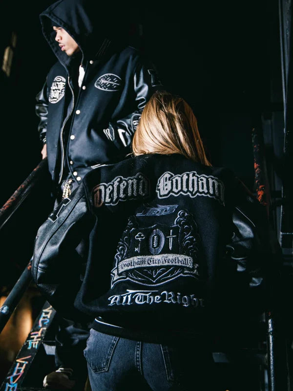 All The Right x Jets Gotham City Black Varsity Jacket