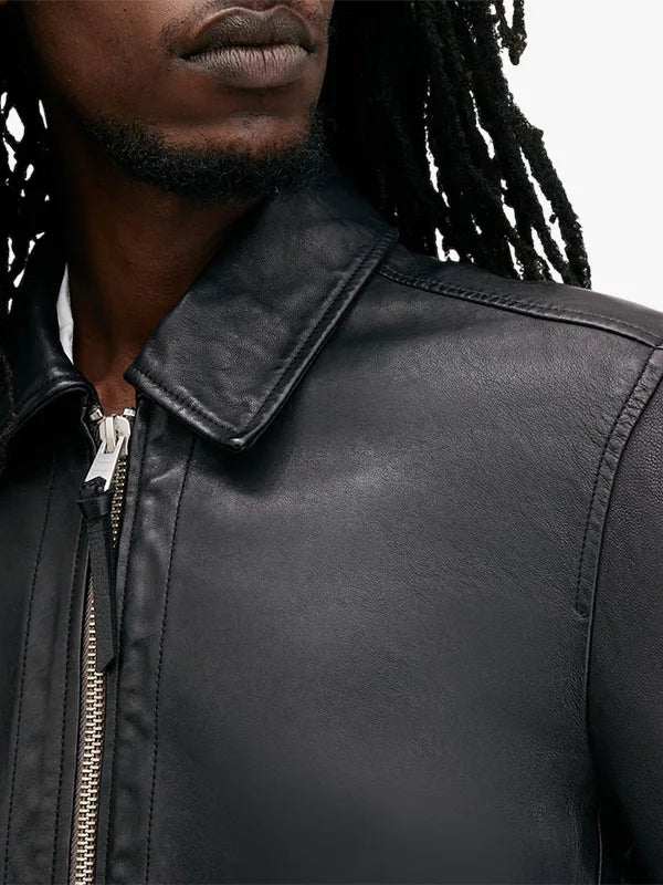 Allsaints Black Leather Erol Jacket