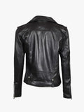 Amber Asymmetrical Black Leather Biker Jacket