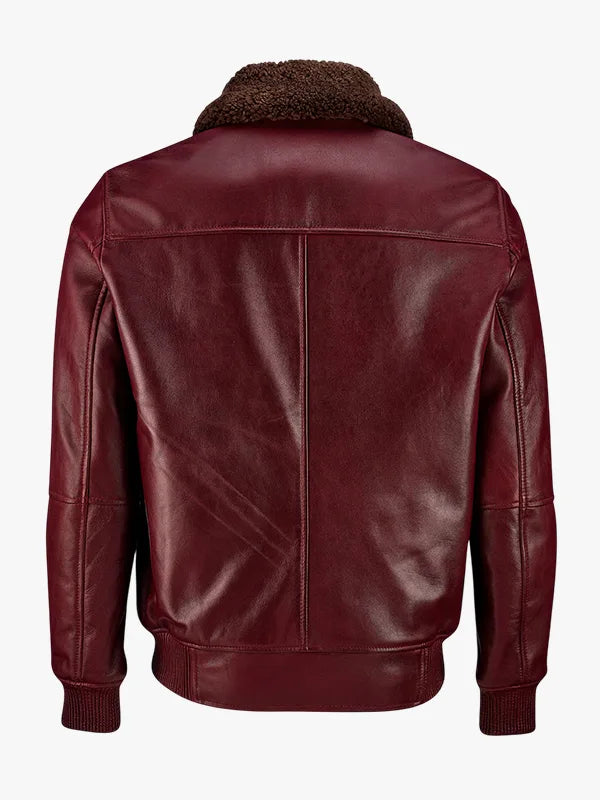 American Bomber Maroon Leather Jacket