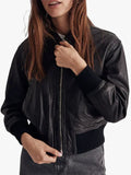 Amrika Leather Valiant Washed Leather Bomber Jacket