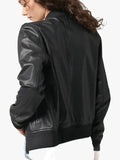Amrika Leather Vanilla Black Leather Bomber Jacket