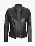 Amy Cafe Racer Black Leather Jacket