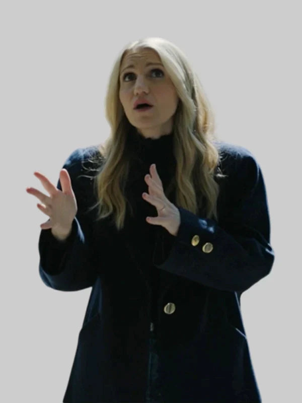 Annaleigh Ashford Happy Face Blue Wool Coat
