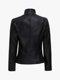 Arezzo Black Closure Leather Cafe Racer Jacket
