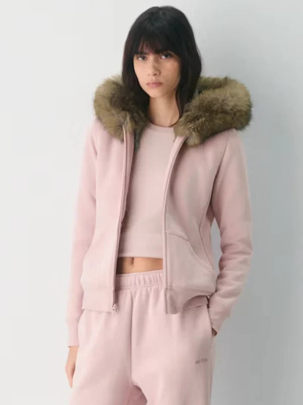 Aritzia Cozy Sweatfleece Snug Zip Hoodie Pink