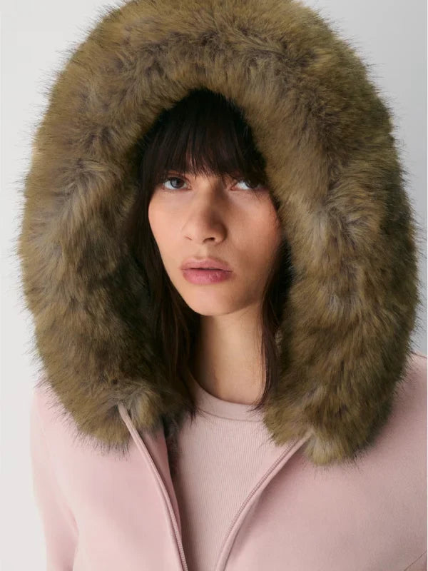 Aritzia Faux Fur Hoodie Pink